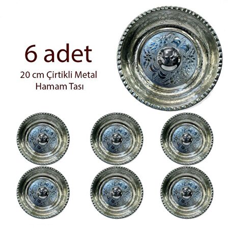 6 adet 20 cm Çirtikli Metal Hamam Tası