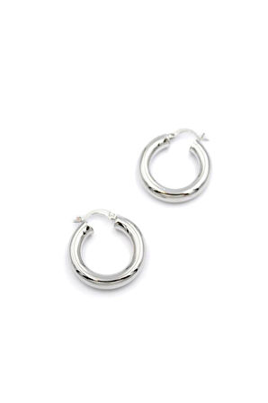 Orta Boy Halka Küpe - Gümüş