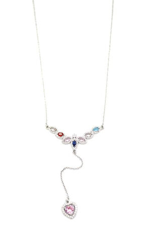 Damla Taşlı Y Kolye - Gümüş