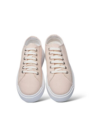 Kadın Rahat Kalıp Kalın Taban Keten Sneakers BEJ