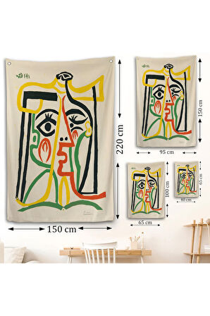 Pablo Picasso - Jacqueline'in Hasır Şapkalı Duvar Örtüsü-7419