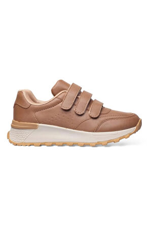 Kadın Cırtlı Kolay Giyilebilir Mevsimlik Sneaker Spor Ayakkabı TABA