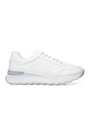 Kadın Bağcıklı Kolay Giyilebilir Mevsimlik Sneaker Spor Ayakkabı BEYAZ