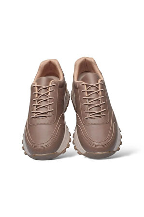 Kadın Bağcıklı Kolay Giyilebilir Mevsimlik Sneaker Spor Ayakkabı VİZON