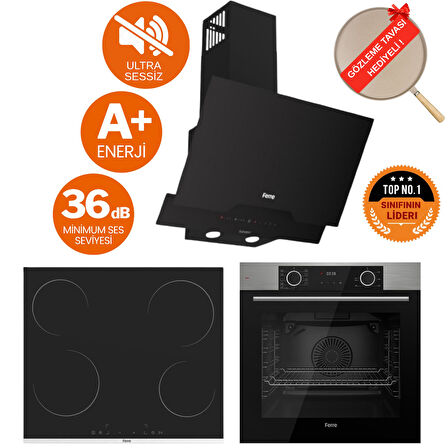 Ferre FryArt&FlowAr orio Sessiz Davlumbaz Elektrikli Inox-Siyah Ank. Set (D063-SA + MS261 + XE63MI)