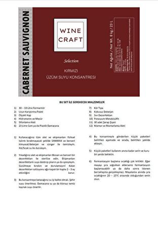 Wine Craft Üzüm Suyu Konsantresi - Cabernet Sauvignon