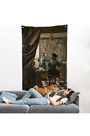 Johannes Vermeer - Resim Çizme Duvar Örtüsü-7422