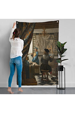 Johannes Vermeer - Resim Çizme Duvar Örtüsü-7422