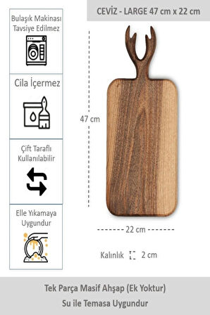 Yekpare Masif Ahşap Sunum Tahtası Kesme Tahtası Ceviz Large