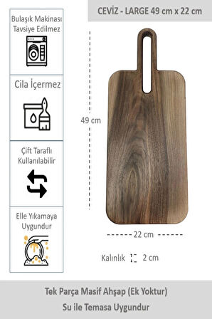 Yekpare Masif Ahşap Sunum Tahtası Kesme Tahtası Ceviz Large