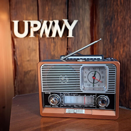 Upway Güneş Enerjili Fenerli Şarjlı Retro Bluetooth Hoparlör FM AM SW Nostaljik Acil Durum Radyosu