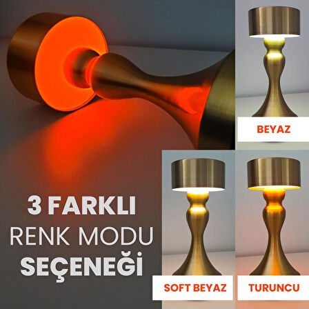UpWay Dekoratif Retro Modern Tarz Dokunmatik 3 Modlu Şarjlı Golden Masa Lambası