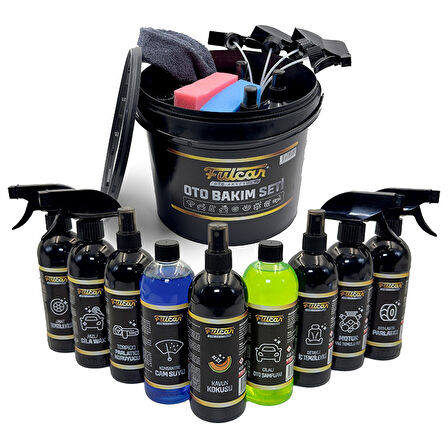 UpWay 12 Parça Fulcar Yıkama Kovalı Full Oto Temizlik ve Araç Bakım Seti