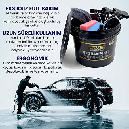 UpWay 12 Parça Fulcar Yıkama Kovalı Full Oto Temizlik ve Araç Bakım Seti