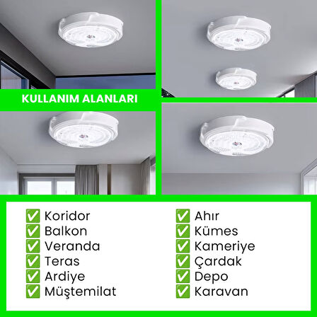 UpWay 45W Güneş Enerjili İç Mekan Sıva Üstü 50 LED Kumandalı Tavan Lambası