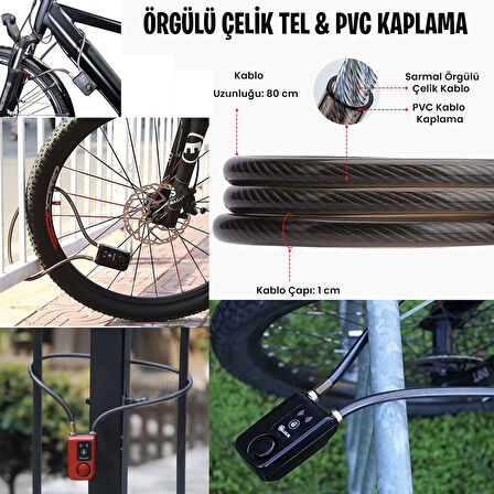 Upway Hırsızlığa Karşı Anahtarsız Telefon Kontrollü Motorsiklet Bisiklet Alarmlı Sirenli Padlock Kilit