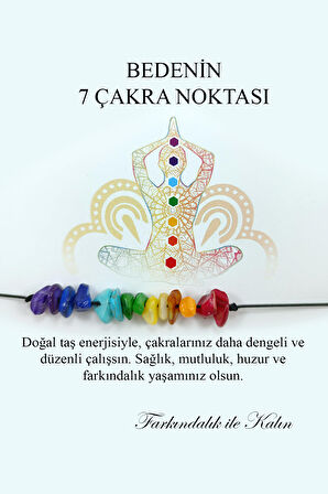 Çakra Bilekliği - Bedenin 7 Çakra Noktası -  Renkli Doğal Taşlı Bileklik