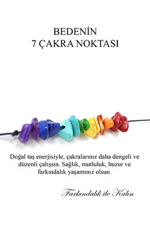 Çakra Bilekliği - Bedenin 7 Çakra Noktası -  Renkli Doğal Taşlı Bileklik