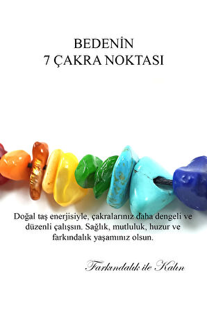 Çakra Bilekliği - Bedenin 7 Çakra Noktası -  Renkli Doğal Taşlı Bileklik