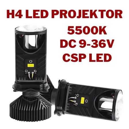 H4 Lazer Mercekli Far Ampulü Ufuk Çizgili Otomobil Araç Motosiklet Uyumlu Profesyonel Mini Projektör LED Beyaz Led Xenon Lamba Şimşek Etkili Uzun Kısa 2 Adet 9/36v