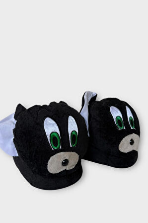 Kadın Sevimli Hayvan Figürlü Panduf Ev Botu SİYAH