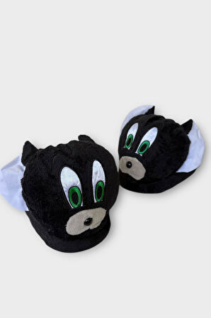 Kadın Sevimli Hayvan Figürlü Panduf Ev Botu SİYAH