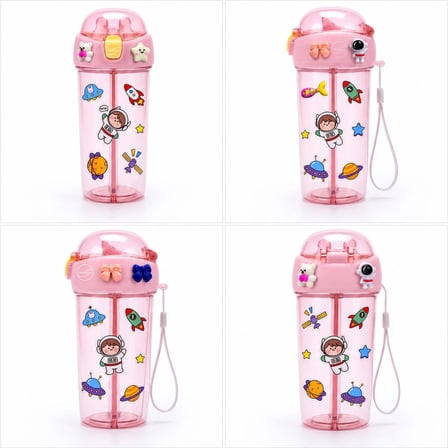 Heydiye Mâbeyn İkili Suluk 550 ml – Tritan BPA-BPS Free Matara, Çift Hazneli, Çift İçim Kapaklı, Bilek ve Boyun Askılı, Sticker & 3D Figür Hediyeli