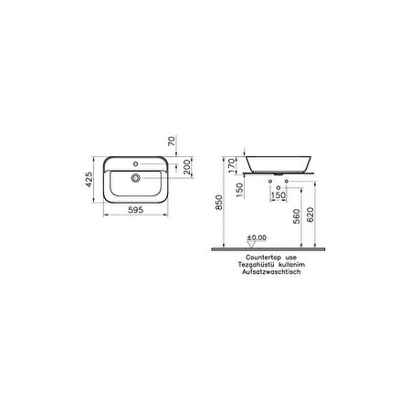 Vitra Geo Dikdörtgen Çanak Lavabo 60 cm