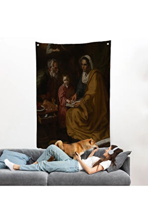 Diego Velázquez - Bakire'nin Eğitimi Duvar Örtüsü - The Education of the Virgin-7426