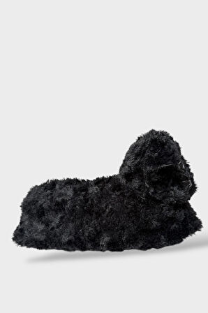 Kadın Sevimli Kedi Figürlü Peluş Panduf SİYAH