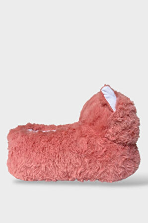 Kadın Sevimli Kedi Figürlü Peluş Panduf PUDRA