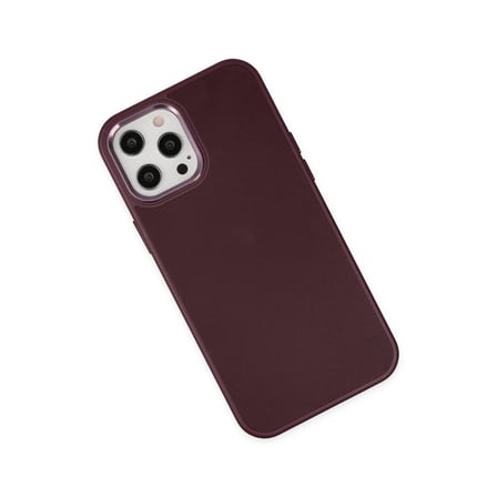Apple iPhone 12 Pro Max Kılıf Asya Deri Silikon - Mürdüm