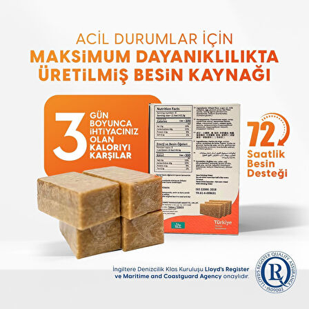 Acil Durum ve Deprem Gıdası, Afet Beslenme Paketi , Hayat Kurtaran Beslenme,5 Yıl Raf Ömrü, (1 KOLİ)  (10 Paket x 500 gr )
