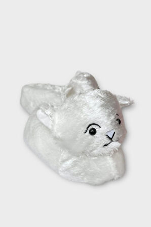 Kadın Sevimli Kedi Figürlü Peluş Panduf GRİ