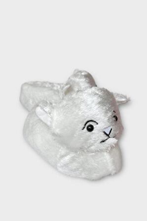 Kadın Sevimli Kedi Figürlü Peluş Panduf GRİ