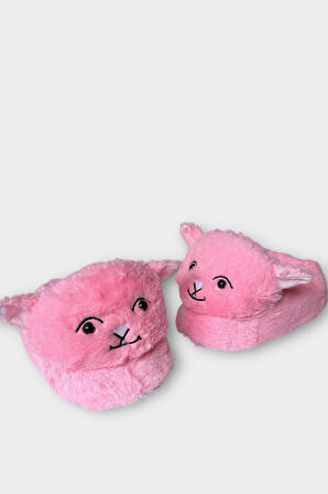 Kadın Sevimli Kedi Figürlü Peluş Panduf PEMBE