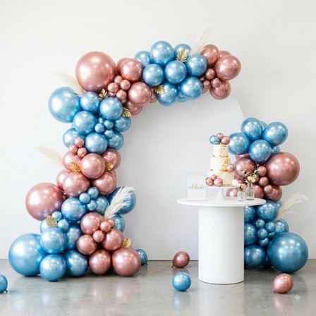 AvcıPartiDünyası 40 Parça Metalik Parlak Balon Seti (20 Açık Mavi + 20 Gül Kurusu) 12 İnç (30 cm) Doğum Günü, Baby Shower, Nişan Dekorasyon Seti