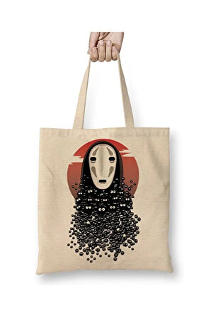 Spirited Away No Face Miyazaki Bez Çanta Uzun Saplı Alışveriş Çantası Plaj Çantası