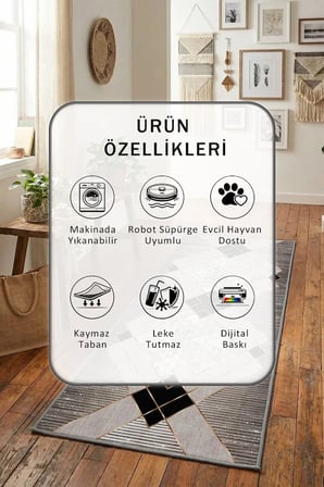 Ehl-31 Yıkanabilir Yolluk Halı Kaymaz Taban Salon Mutfak