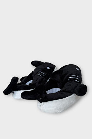 Kadın Köpek Balığı Figürlü Panduf SİYAH