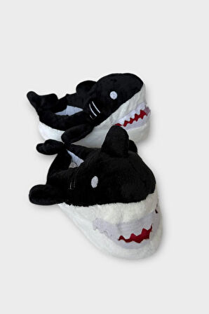 Kadın Köpek Balığı Figürlü Panduf SİYAH