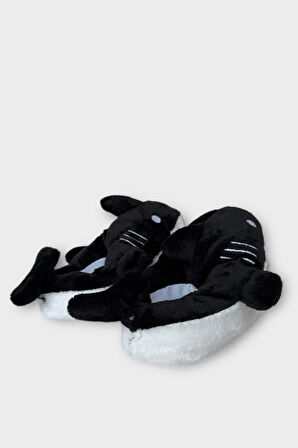 Kadın Köpek Balığı Figürlü Panduf SİYAH