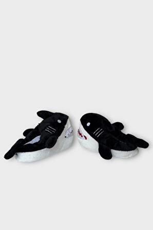 Kadın Köpek Balığı Figürlü Panduf SİYAH