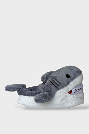 Kadın Köpek Balığı Figürlü Panduf GRİ