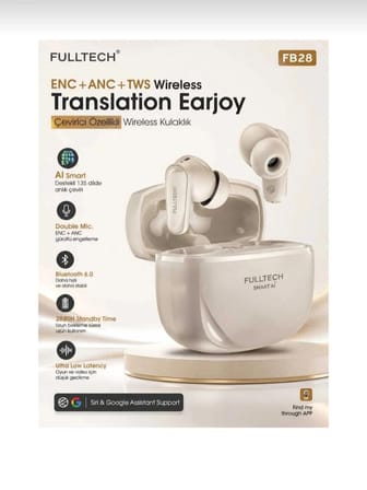 Yapay Zeka Destekli 135 Dil Çevirici Bluetooth 6.0 ANC+ENC Kablosuz Kulaklık