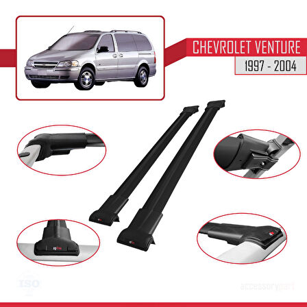 Chevrolet Venture 1997-2004 Arası ile Uyumlu FLY Model Ara Atkı Tavan Barı Siyah 2 Adet