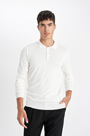 DeFacto Standart Fit Normal Kesim Polo Yaka Yumuşak Dokulu Premium Triko Kazak D0454AX24AUER140