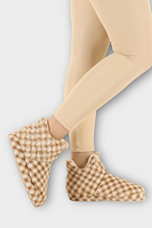 Kadın Piti Kareli Ev Botu Panduf VİZON