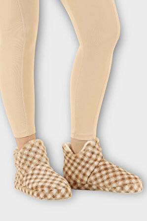 Kadın Piti Kareli Ev Botu Panduf VİZON