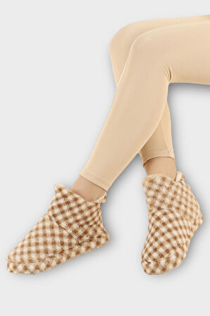 Kadın Piti Kareli Ev Botu Panduf VİZON